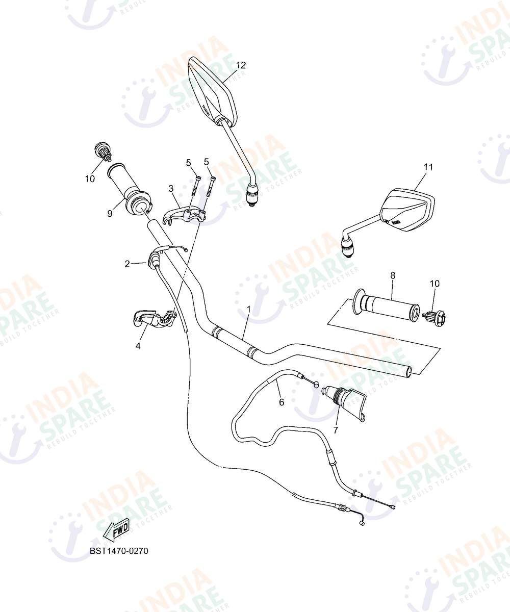 YAMAHA BST3 FZS V4 Series STEERING HANDLE & CABLE
